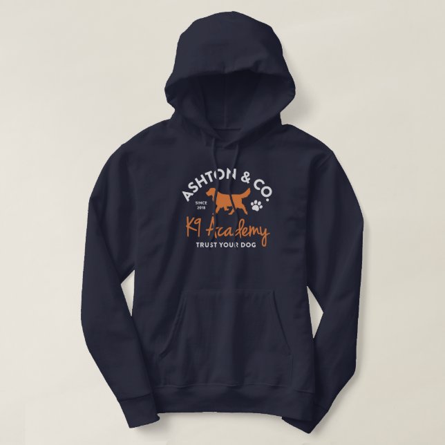 Ashton & Co. K9 Academy 2c Dark  Hoodie (Design Front)