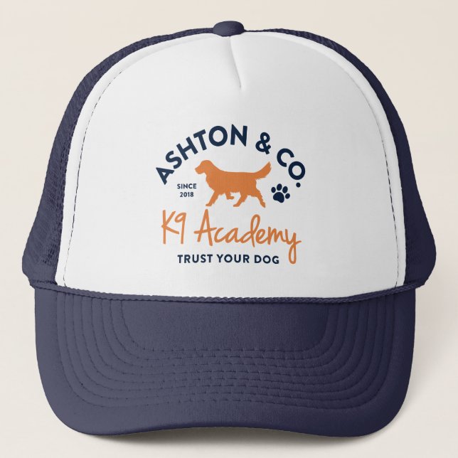 Ashton & Co. K9 Academy 2c Dark Logo Trucker Hat (Front)