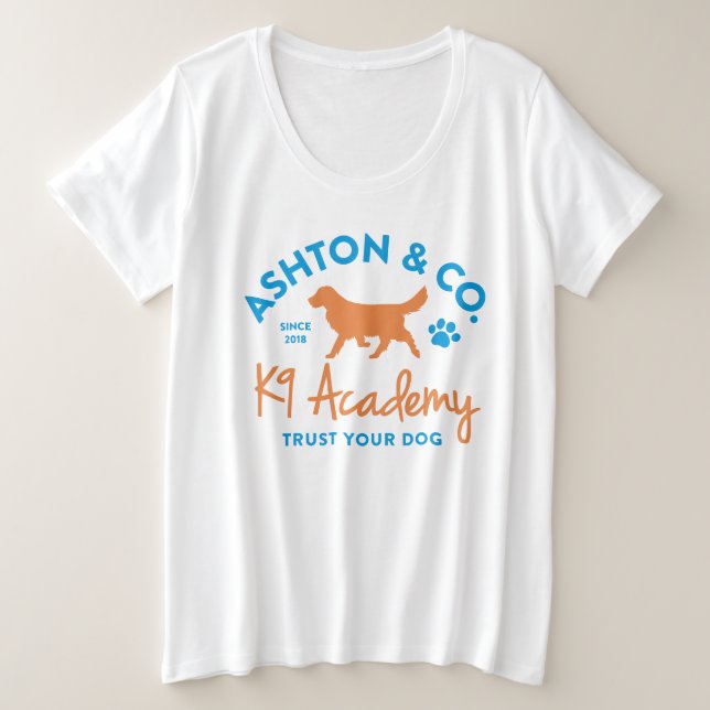 Ashton & Co. K9 Academy Women's 2c Logo White Plus Size T-Shirt (Design Front)
