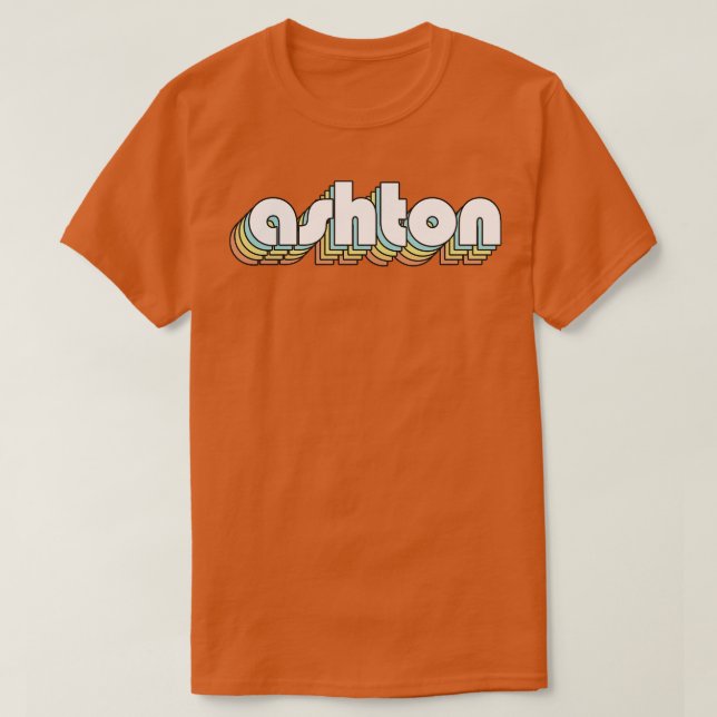 Ashton Retro Rainbow Typography Faded Style T-Shirt (Design Front)