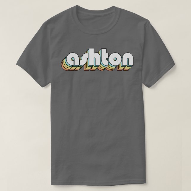 Ashton Retro Rainbow Typography Faded Style T-Shirt (Design Front)