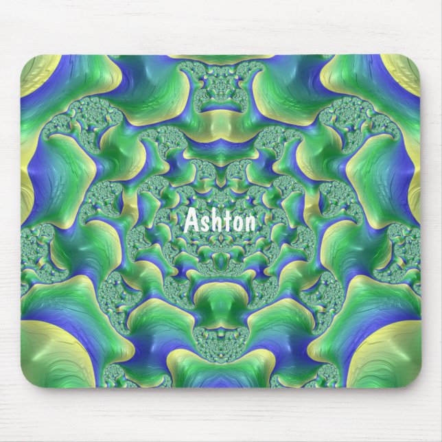 ASHTON ~ Zany Green, Yellow and Blue  Mouse Pad (Front)