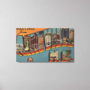 Ashville, North Carolina - Large Letter Scenes Canvas Print