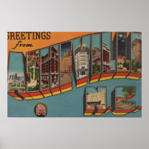 Ashville, North Carolina - Large Letter Scenes Poster
