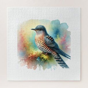 Ashy Cuckoo Bird 200824AREF145 - Watercolor Jigsaw Puzzle