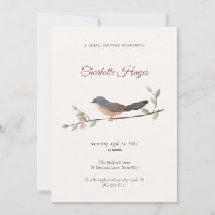 Ashy Prinia Songbird Bridal Shower Invitation