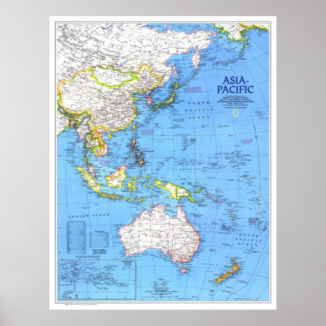" Asia: 1989 - Detailed PACIFIC map ... Poster (Front)