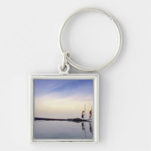 Asia, Burma, (Myanmar) Fishing boat reflected on Key Ring