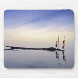 Asia, Burma, (Myanmar) Fishing boat reflected on Mouse Pad