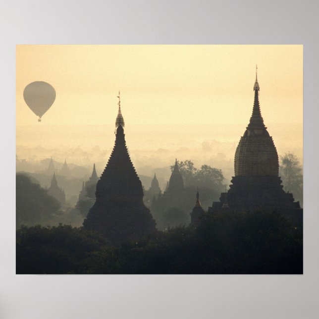 Asia, Burma, (Myanmar), Pagan (Bagan) Hot Air Poster (Front)