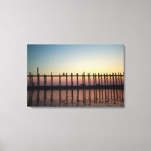 Asia, Burma (Myanmar)  Silhouette of U Bien's Canvas Print