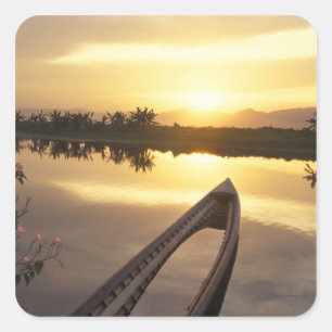 Asia, Burma (Myanmar) Sunken fishing boat Square Sticker