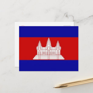 Asia - Cambodia - Cambodian flag - Postcard