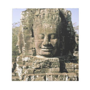 Asia, Cambodia, Siem Reap. Angkor Thom, heads of Notepad