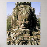 Asia, Cambodia, Siem Reap. Angkor Thom, heads of