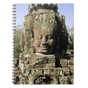 Asia, Cambodia, Siem Reap. Angkor Thom, heads of Spiral Notebook