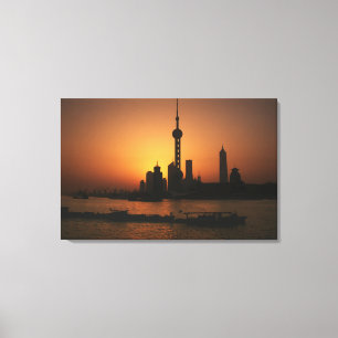 ASIA, China, Shanghai View of Oriental Pearl TV Canvas Print