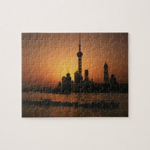 ASIA, China, Shanghai View of Oriental Pearl TV Jigsaw Puzzle