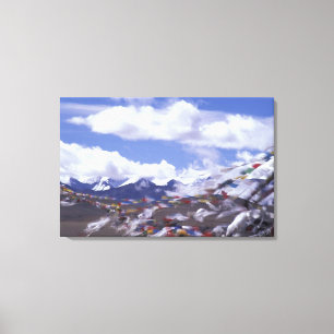 Asia, China, Tibet, Tangla Pass. Prayer flags, Canvas Print