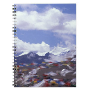 Asia, China, Tibet, Tangla Pass. Prayer flags, Spiral Notebook