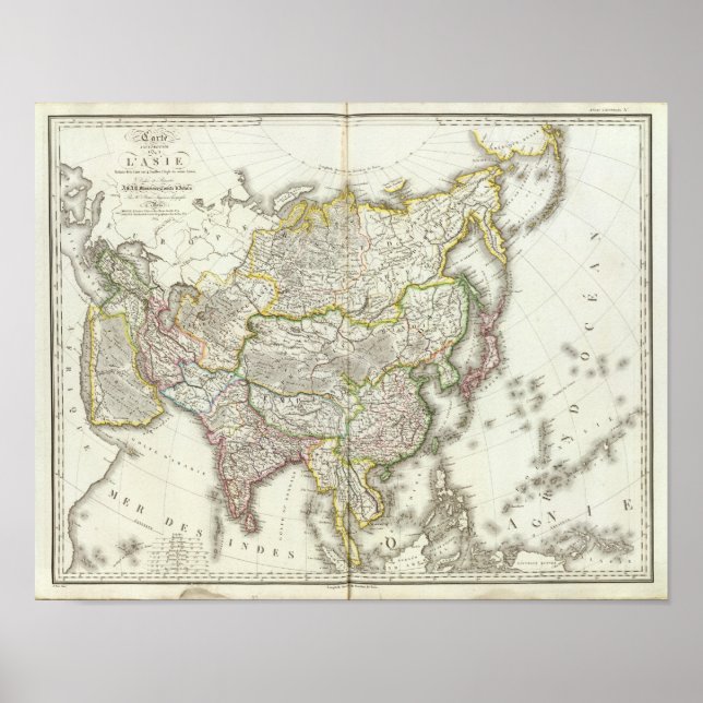 Asia Engraved Map Poster (Front)