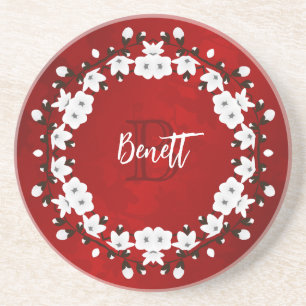 Asia Floral Red And White Coaster