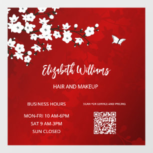 Asia Floral White Cherry Blossom Red 