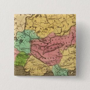 Asia Hand Coloured Atlas Map 2 15 Cm Square Badge