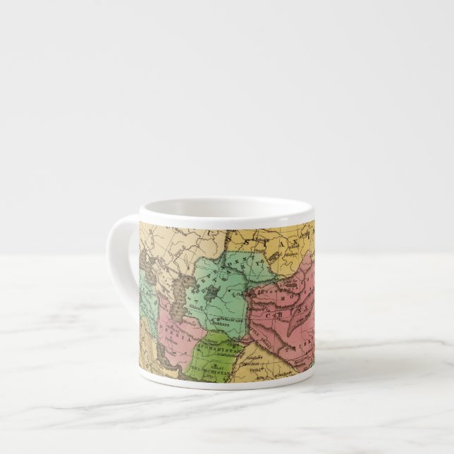 Asia Hand Coloured Atlas Map 2 Espresso Cup (Front Left)