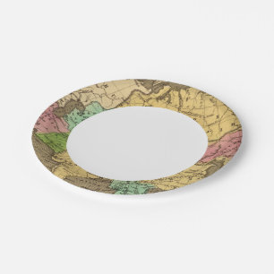 Asia Hand Coloured Atlas Map 2 Paper Plate