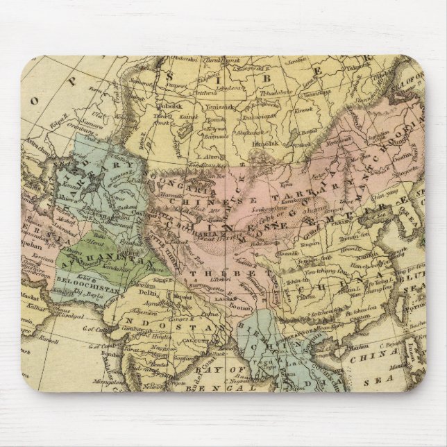 Asia Hand Coloured Atlas Map Mouse Pad (Front)