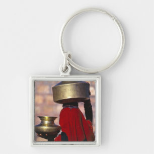 Asia, India, Rajasthan. A local woman in a red Key Ring