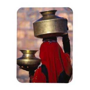 Asia, India, Rajasthan. A local woman in a red Magnet