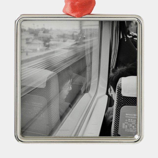 Asia, Japan. Aboard the Shinkansen Bullet Train Metal Tree Decoration (Front)