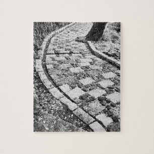 Asia, Japan, Hakone. Walkway by Lake Ashinoko Jigsaw Puzzle