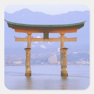 Asia, Japan, Hiroshima. Mivaiima. Torii Gate Square Sticker