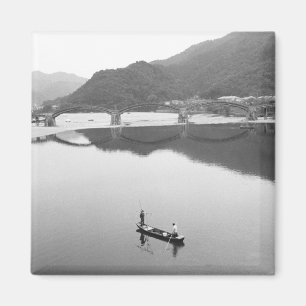 Asia, Japan, Iwakuni. Fishermen and historic 2 Magnet