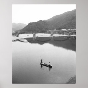 Asia, Japan, Iwakuni. Fishermen and historic 2 Poster