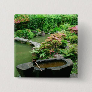 Asia, Japan, Kyoto. Zen Garden 15 Cm Square Badge