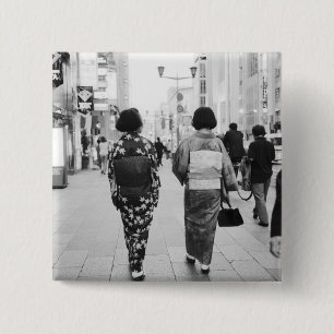 Asia, Japan, Tokyo. Geishas on the Ginza. 15 Cm Square Badge