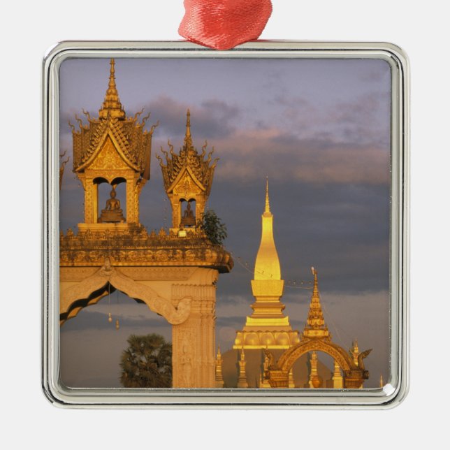 Asia, Laos, Vientiane. That Luang Temple. Metal Tree Decoration (Front)