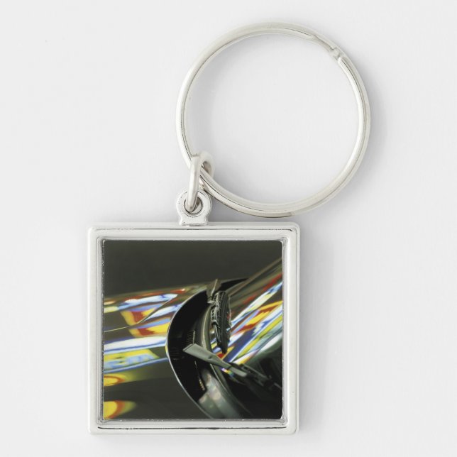 Asia, Malaysia, Melaka. Neon reflections in car Key Ring (Front)