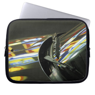 Asia, Malaysia, Melaka. Neon reflections in car Laptop Sleeve