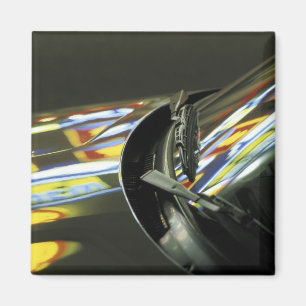 Asia, Malaysia, Melaka. Neon reflections in car Magnet