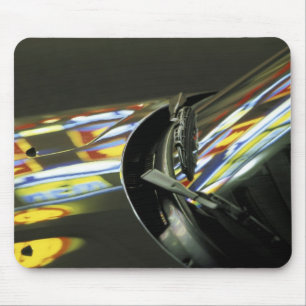 Asia, Malaysia, Melaka. Neon reflections in car Mouse Pad