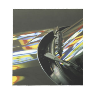 Asia, Malaysia, Melaka. Neon reflections in car Notepad