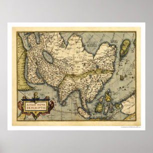 Asia Map By Ortelius 1570 Poster