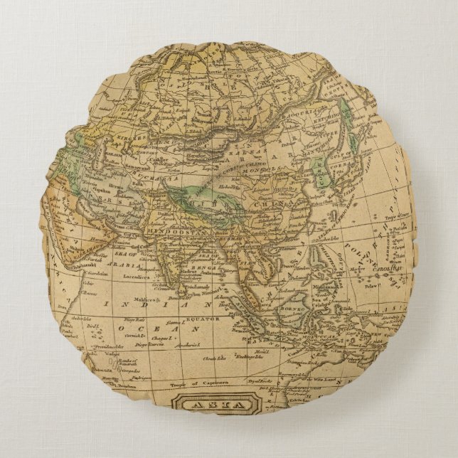 Asia  Map by Worcester Round Cushion (Front)