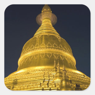 Asia, Mayanmar, Yangon, Buddhist temple in Square Sticker