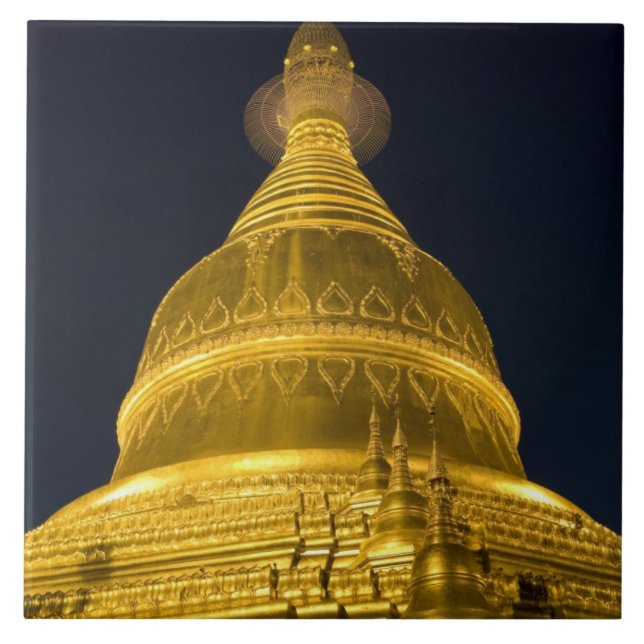 Asia, Mayanmar, Yangon, Buddhist temple in Tile (Front)